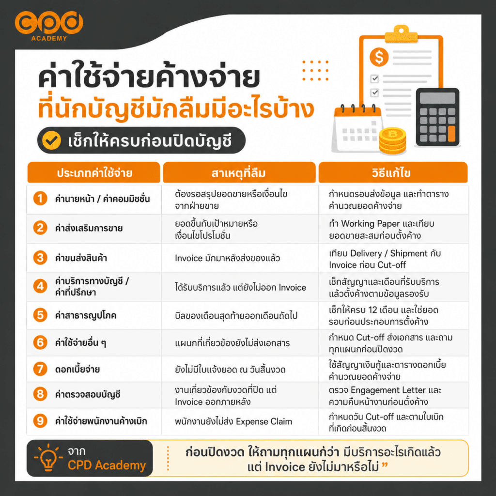 บันทึกบัญชีค่าใช้จ่ายค้างจ่ายอย่างไร? พร้อมวิธีแก้เมื่อลืมตั้ง 2 ค่าใช้จ่ายค้างจ่ายที่นักบัญชีมักลืมมีอะไรบ้าง