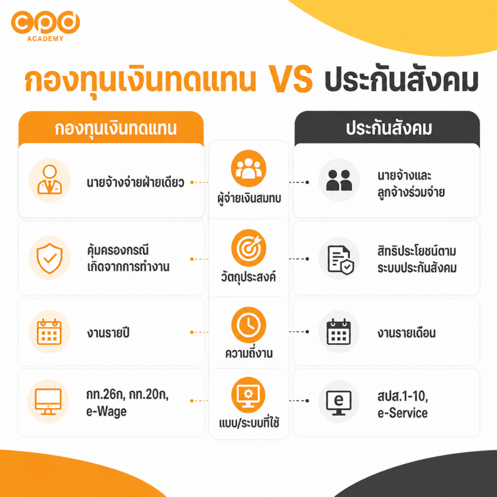 กองทุนเงินทดแทน 2570 คืออะไร? สรุป e-Wage และกำหนดเวลาที่นายจ้างต้องรู้ 3 กองทุนเงินทดแทน VS ประกันสังคม