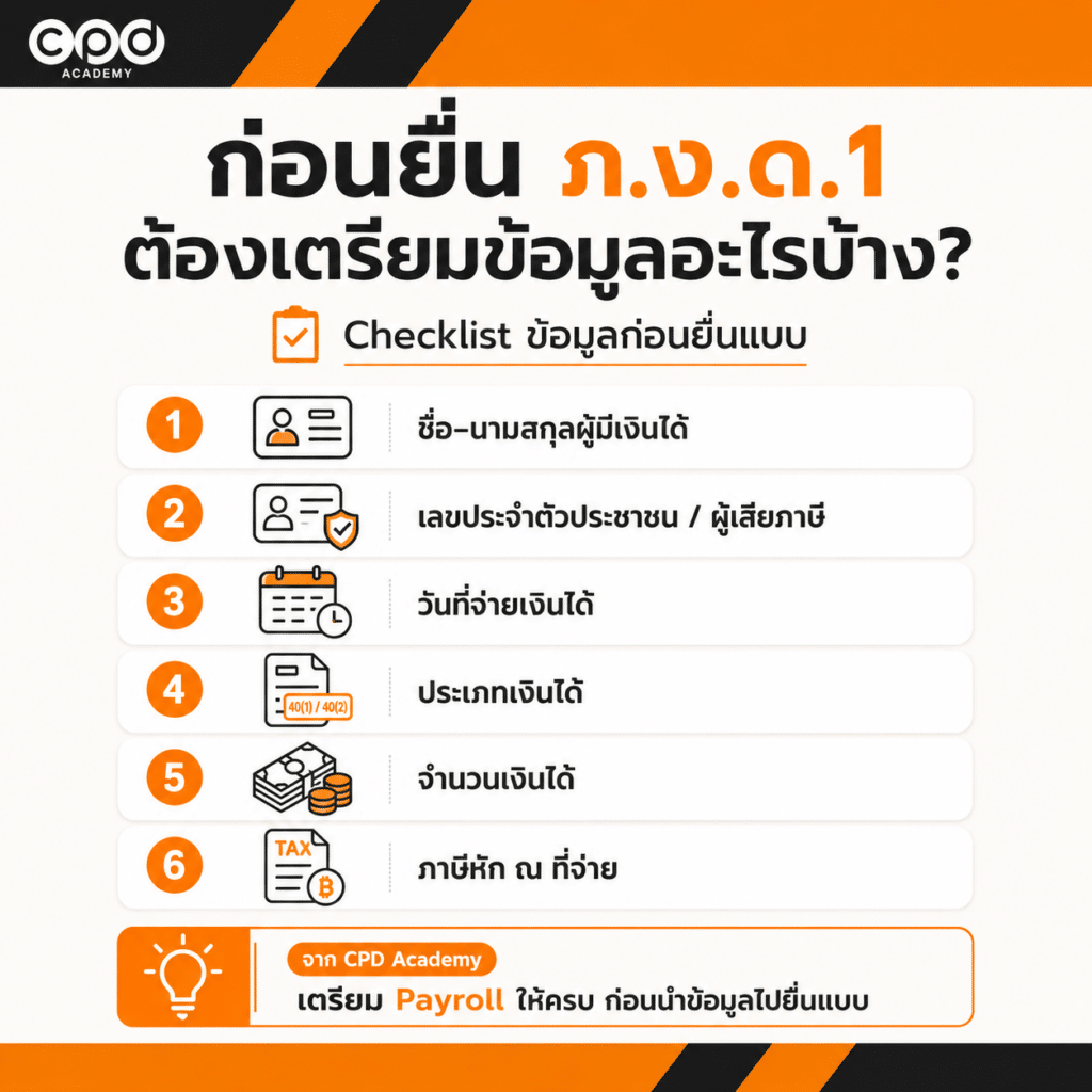 วิธียื่น ภ.ง.ด.1 ออนไลน์ พร้อม Timeline และ Checklist ก่อนยื่น 2 ก่อนยื่น ภ.ง.ด.1 ต้องเตรียมข้อมูลอะไรบ้าง