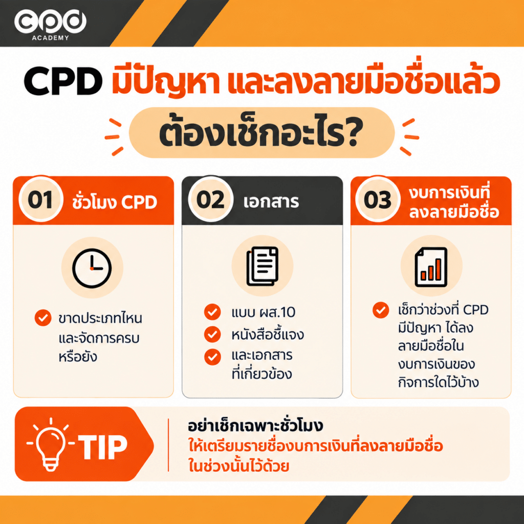 ผู้สอบบัญชีเก็บ CPD ไม่ครบหรือยื่นไม่ทัน ต้องทำอย่างไร 5 ผู้สอบบัญชี ยื่น CPD ไม่ครบแต่ลงลายมือชื่อแล้ว ต้องเช็กอะไรบ้าง