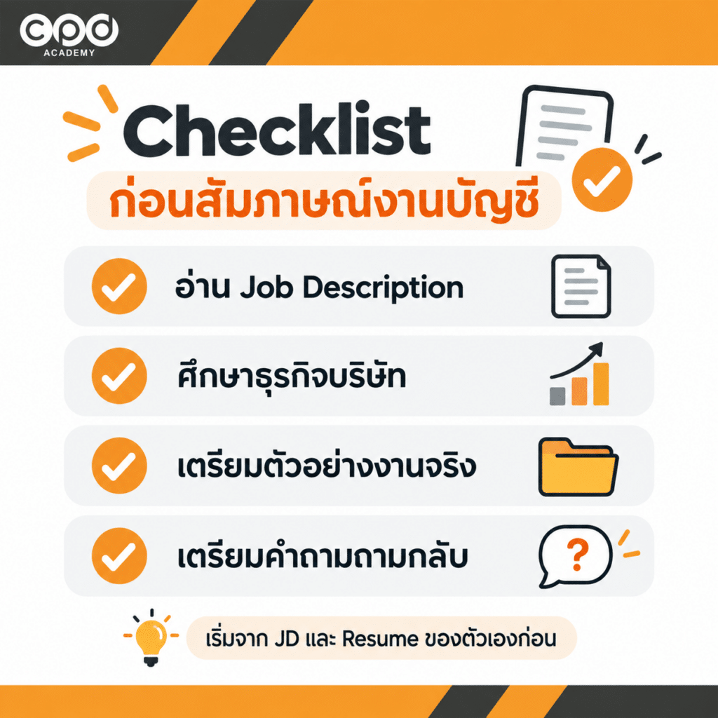 สัมภาษณ์งานบัญชี ถามอะไรบ้าง? พร้อมแนวตอบและจุดที่ควรระวัง 5 Checklist เตรียมตัวก่อนสัมภาษณ์งาน